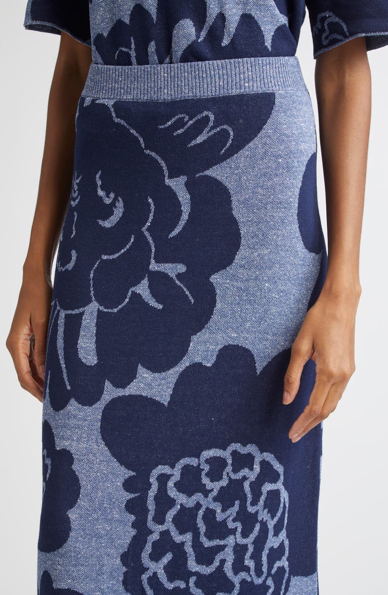 Marimekko Sivellys Pioni Linen Blend Sweater Skirt, Alternate, color, Dark Blue