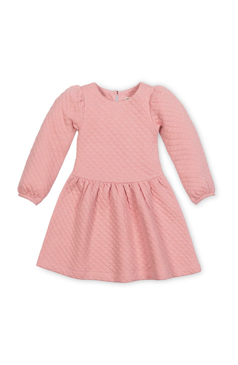 Hope & Henry Kids' Long Sleeve Quilted Drop Waist Dress, Main, color, Rose Quilted