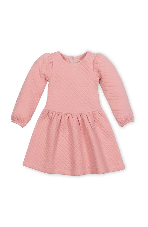 Kids' Long Sleeve Quilted Drop Waist Dress (Toddler, Little Kid and Big Kid)