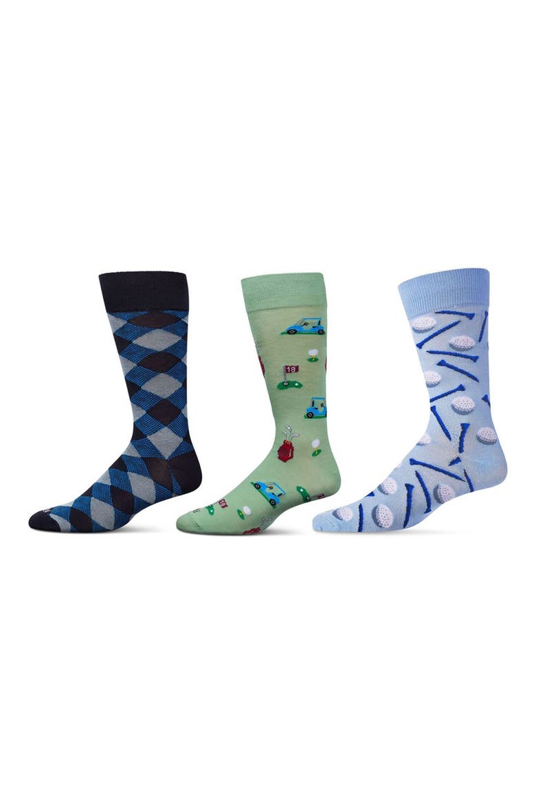 Sports Assorted 3-Pack Crew Socks, Main, color, LIGHT BLUE MULTI