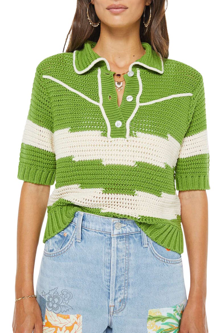 The Raquette Short Sleeve Cotton Sweater, Main, color, COWBOYS IN INDIA