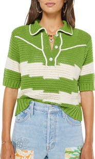 MOTHER The Raquette Short Sleeve Cotton Sweater