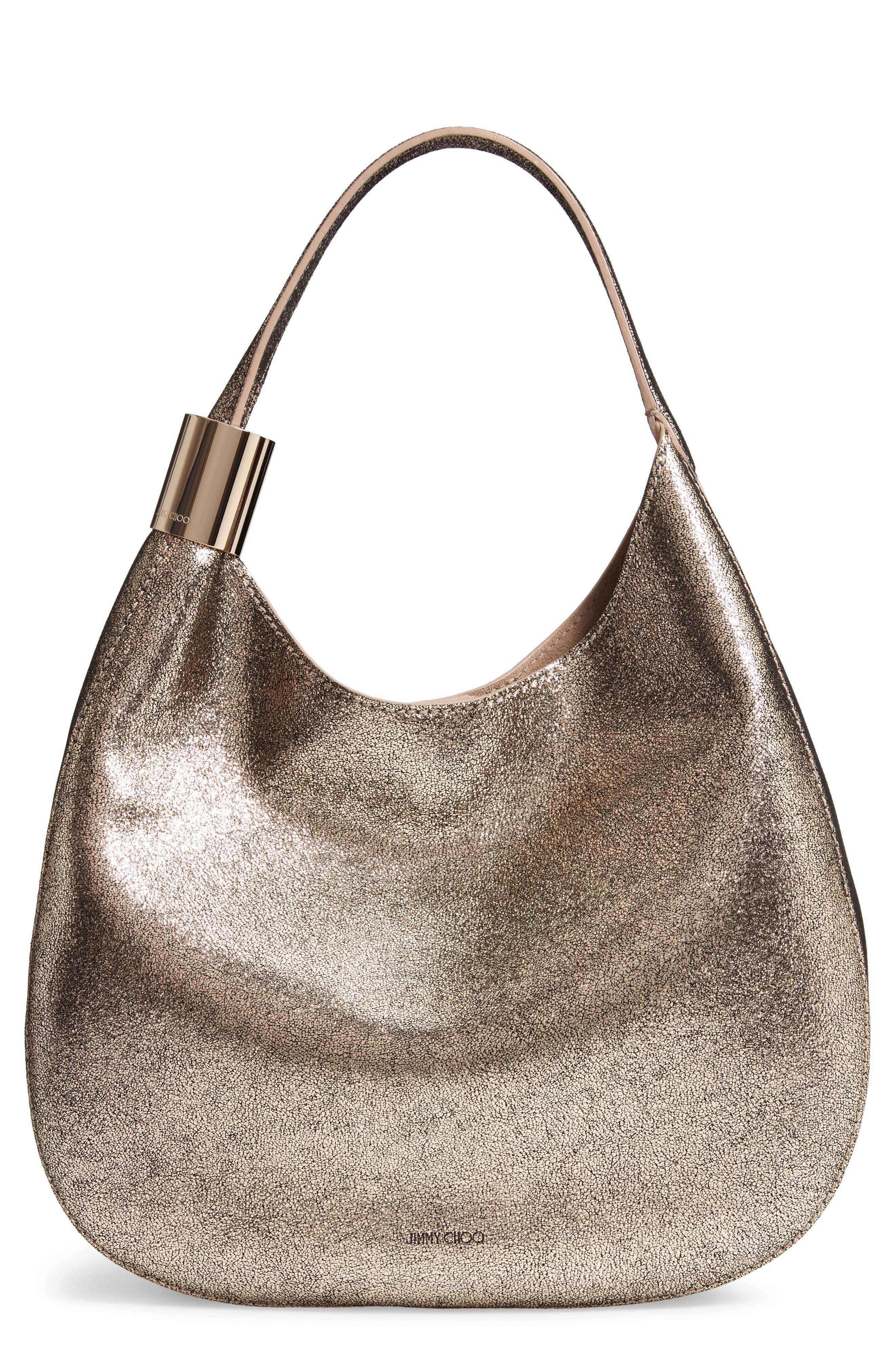 Jimmy Choo Steve Metallic Leather Hobo, Main, color, 