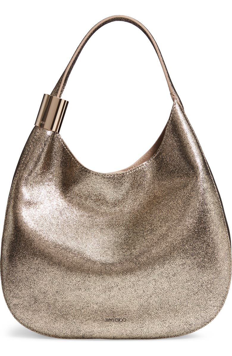 Jimmy Choo Steve Metallic Leather Hobo, Main, color,