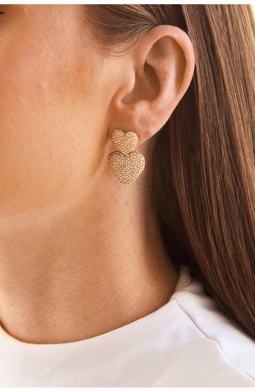 Baublebar Harley Pave Double Heart Statement Earrings In Clear/gold