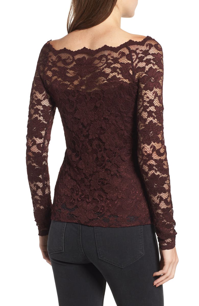 Bailey 44 Black Site Off the Shoulder Lace Top, Alternate, color, 