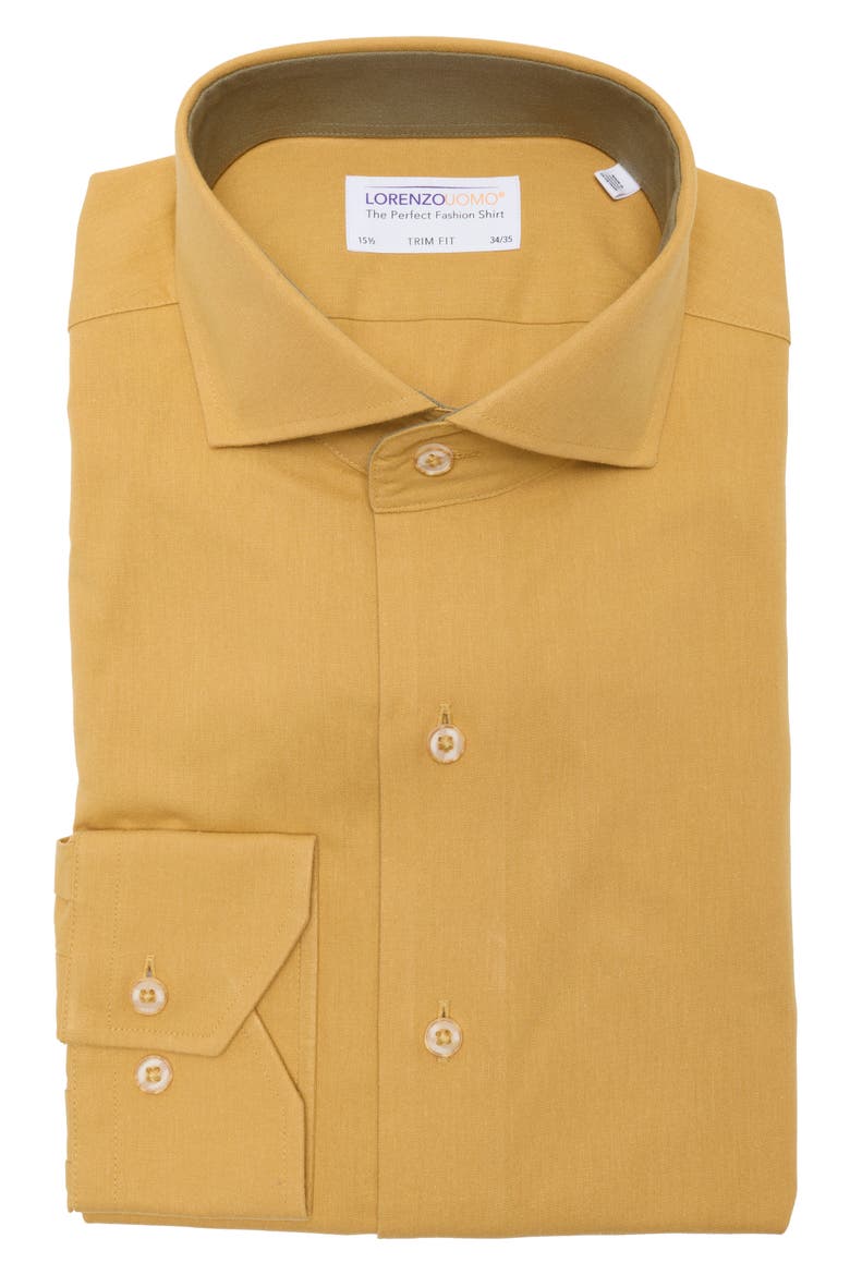 Trim Fit Solid Dress Shirt, Alternate, color, OCHRE