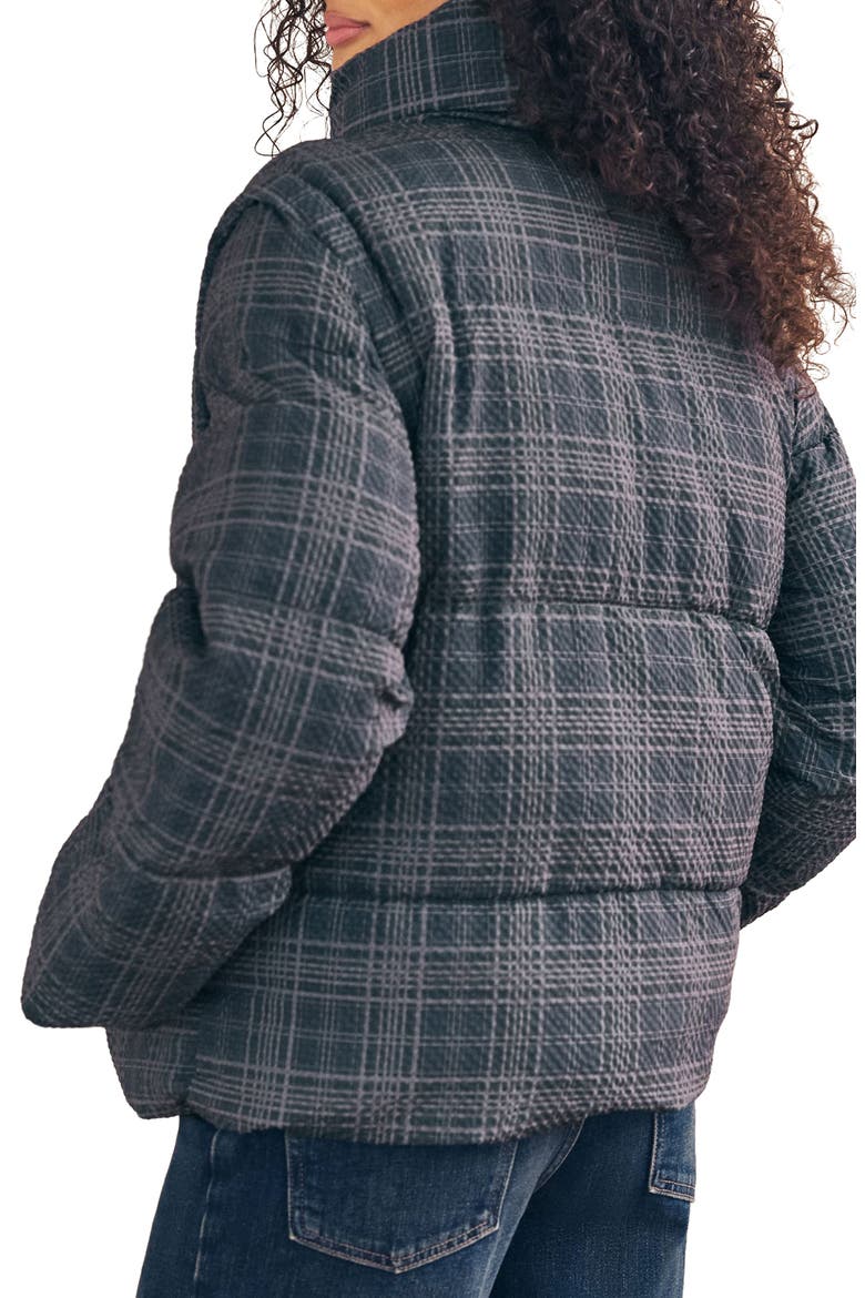 Check Puffer Jacket, Alternate, color, BLUE