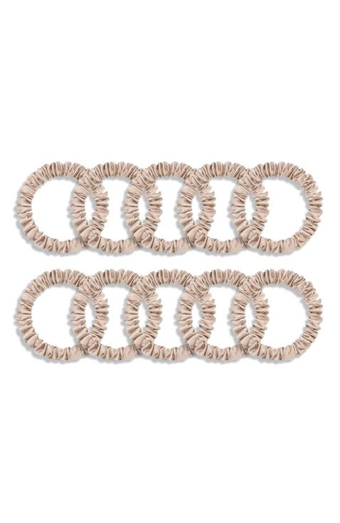 Pure Silk 10-Pack Skinny Scrunchies