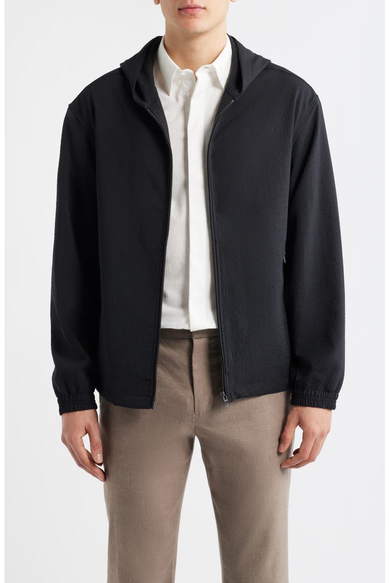 Seersucker Hooded Jacket, Main, color, SOLID BLACK