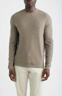 Geometric Stitch Virgin Wool Crewneck Sweater