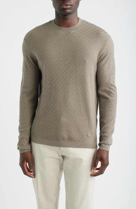 Geometric Stitch Virgin Wool Crewneck Sweater