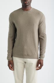 Emporio Armani Geometric Stitch Virgin Wool Crewneck Sweater