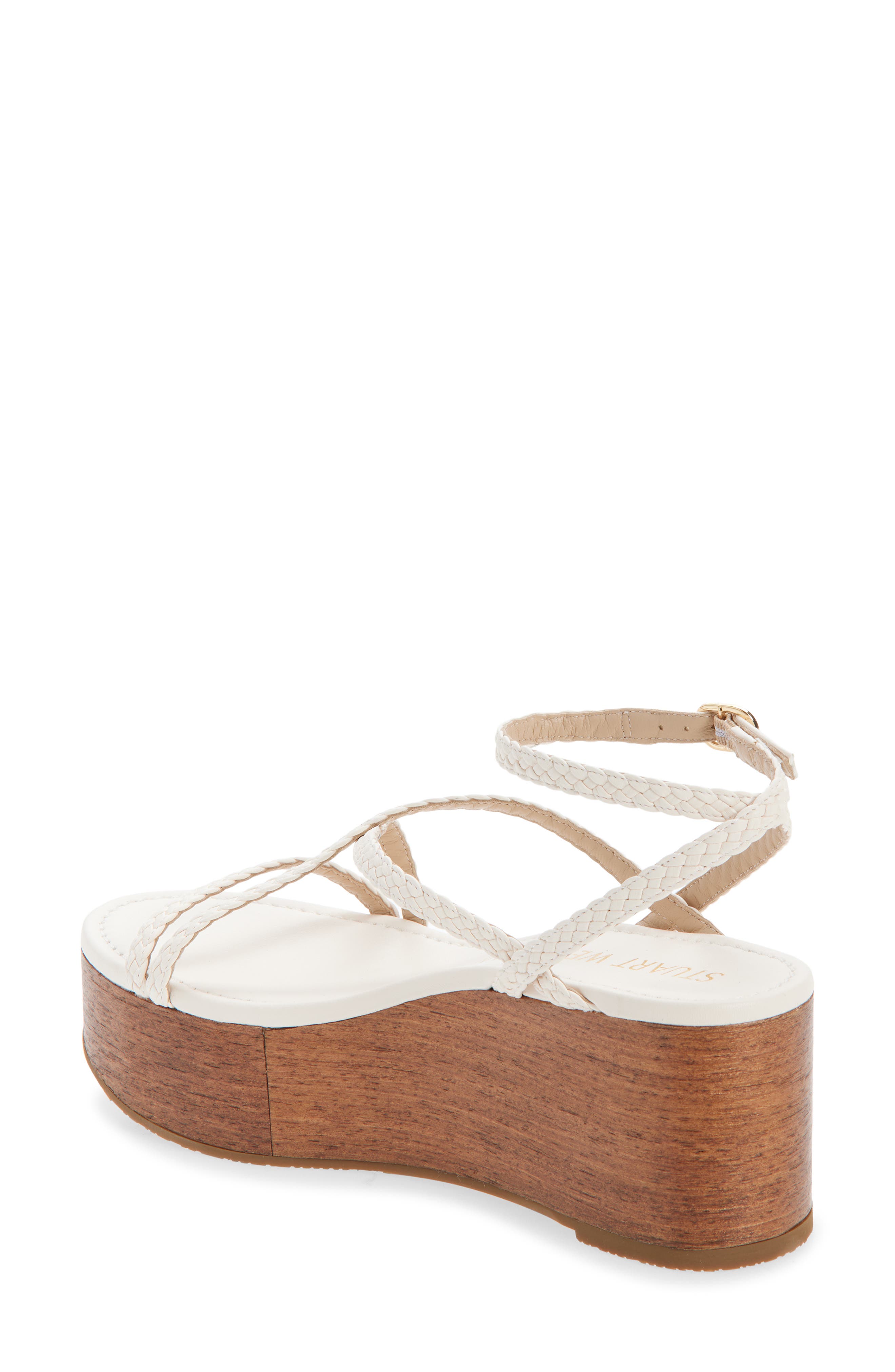 Stuart Weitzman Wovette Wedge Sandal, Alternate, color, Seashell/ Walnut