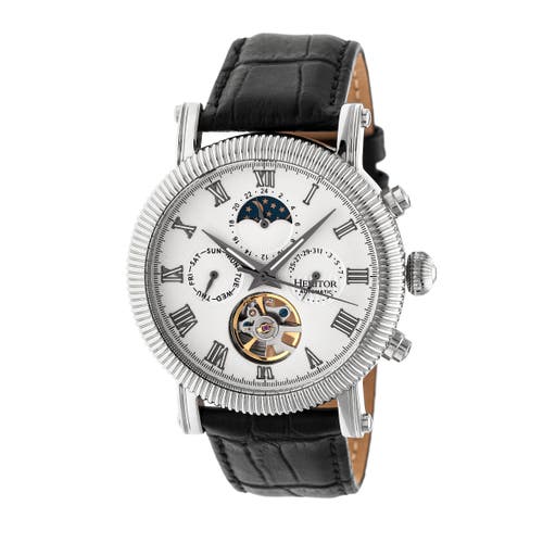 Heritor Winston Semi-Skeleton Watch, Silver/White – 27% Off