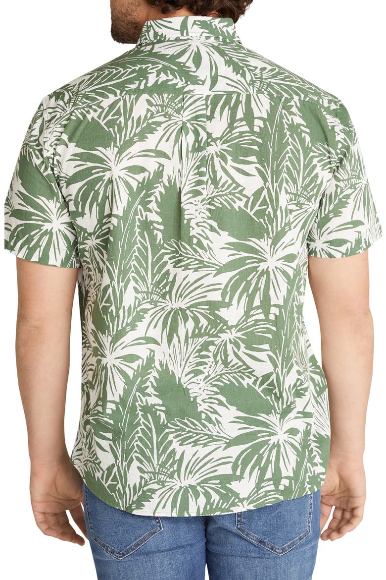 Loxton Classic Fit Leaf Print Short Sleeve Cotton Button-Up Shirt, Alternate, color, FERN