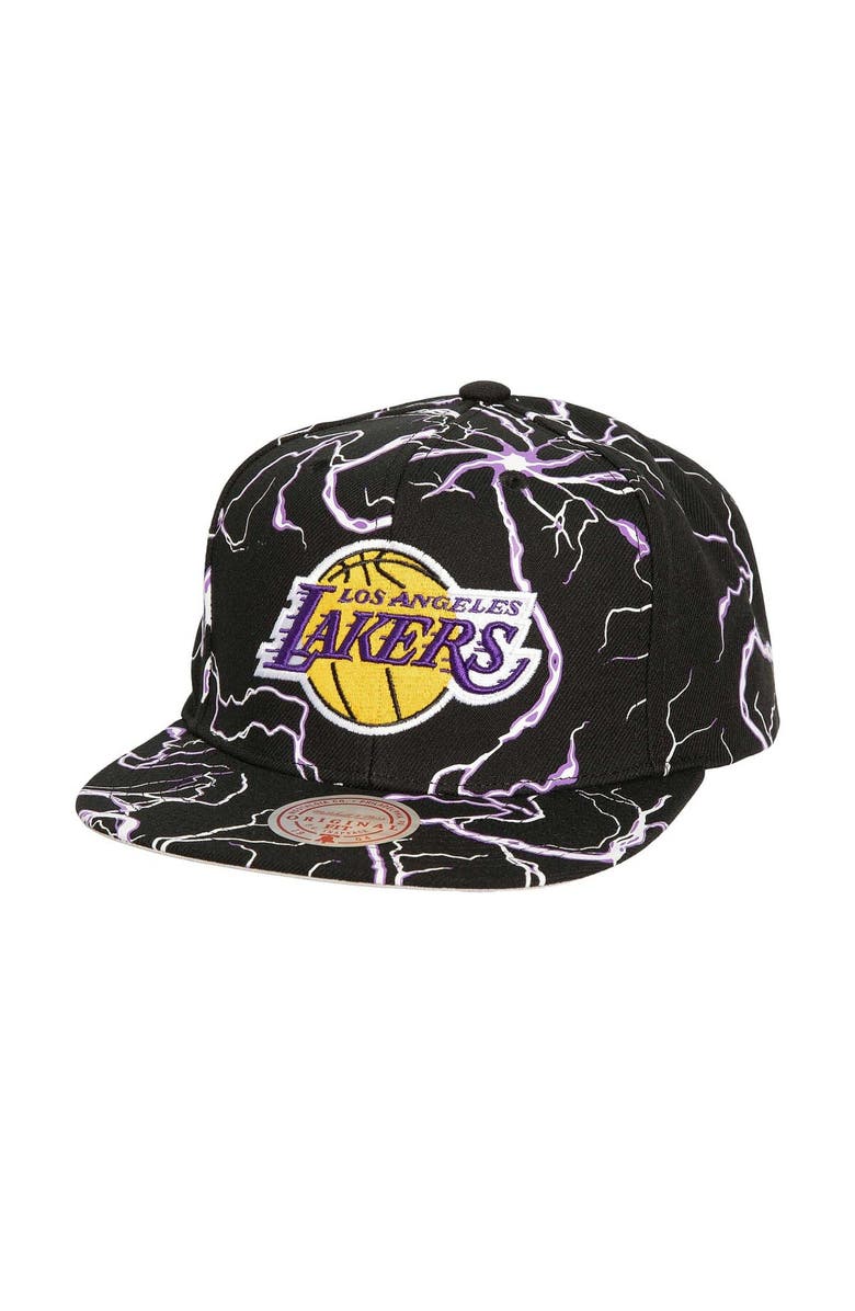 Mitchell & Ness Men's Mitchell & Ness Black Los Angeles Lakers Storm Season Snapback Hat, Main, color, 