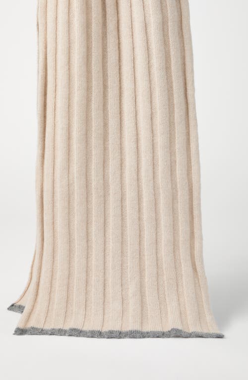 Brunello Cucinelli Cashmere Rib-knit Scarf In Sand