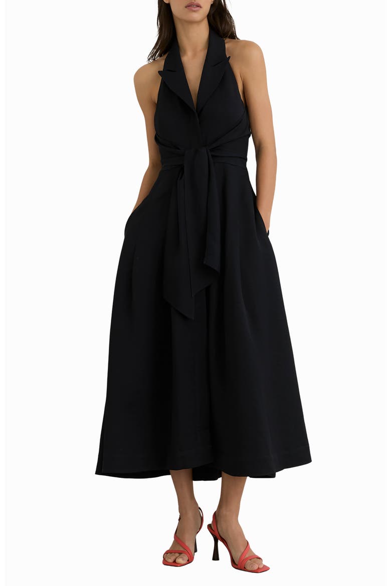 Tor Tie Waist Maxi Dress, Main, color, NAVY
