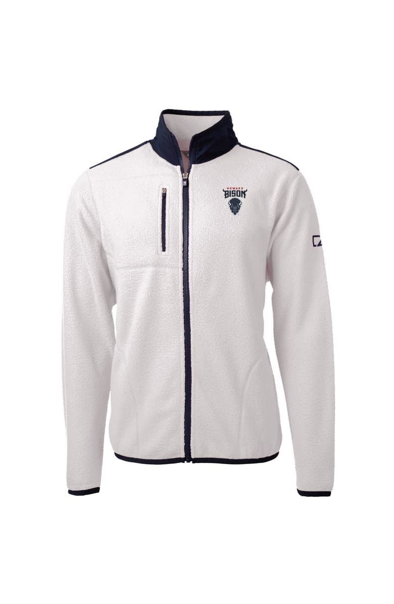 Cutter & Buck Men's Cutter & Buck White/Navy Howard Bison Big & Tall Cascade Eco Sherpa Fleece Full-Zip Jacket, Alternate, color,