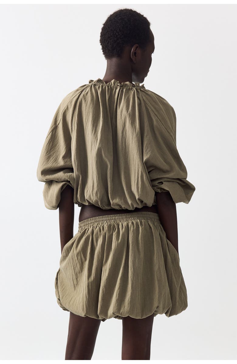 H&M Bubble-hem Skirt, Alternate, color, Light Khaki Green
