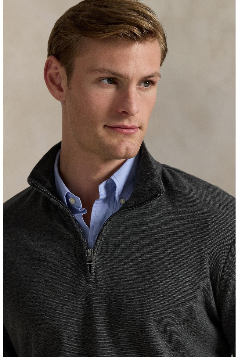 Textured Double Knit Quarter Zip Pullover, Alternate, color, WINDSOR HEATHER/ BLACKBOOT