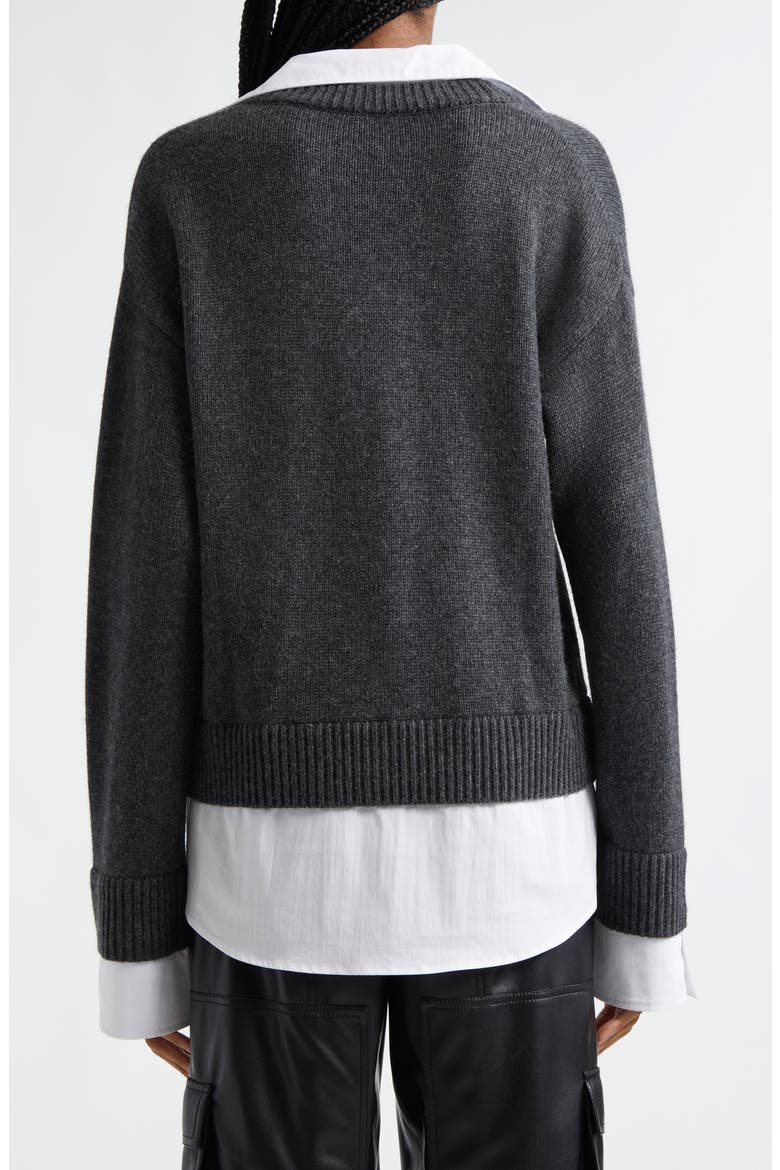 Megan Mixed Media Pullover Sweater, Alternate, color, CHARCOAL/ WHITE