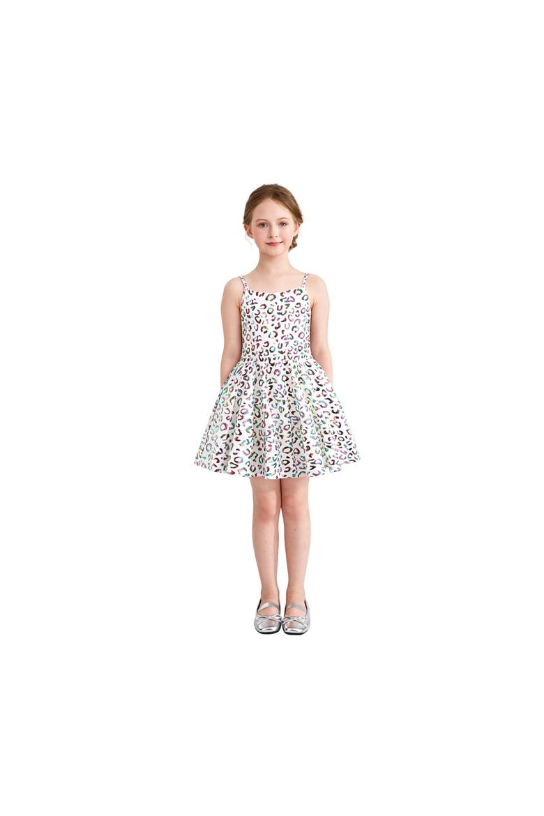 Arlisse Holographic Leopard Dress, Alternate, color, White