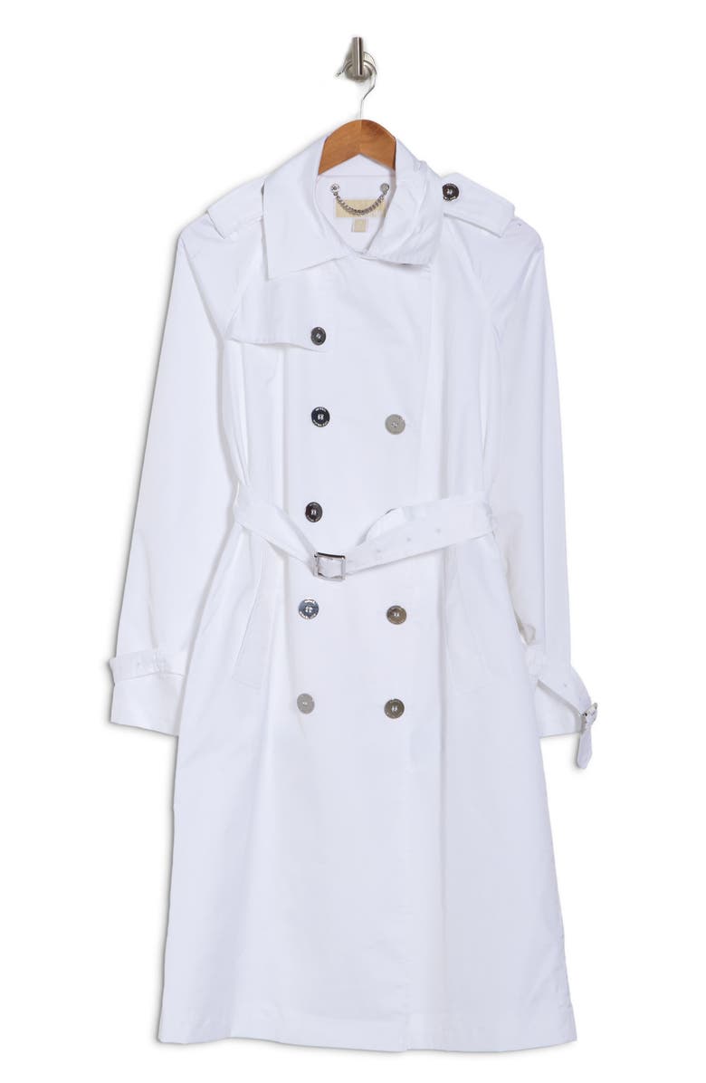 Michael Kors Double-Breasted Belted Rain Trench Coat, Alternate, color,