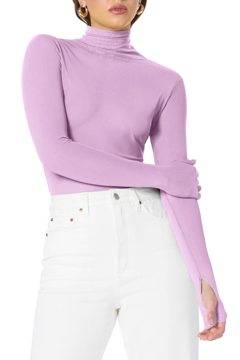 Zadie Power Mesh Turtleneck Top, Main, color, ORCHID