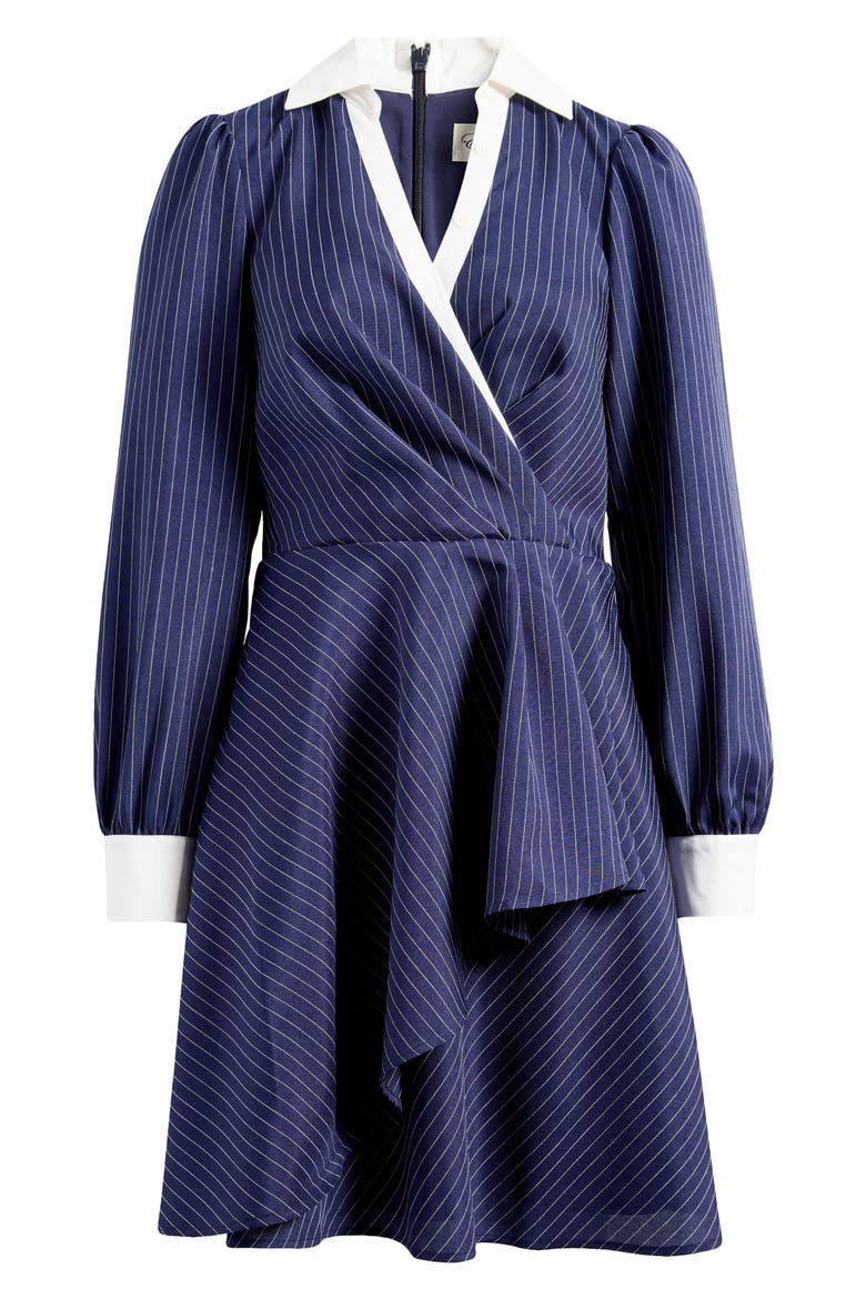 Twist Surplice Shirtdress, Alternate, color, NAVY IVORY