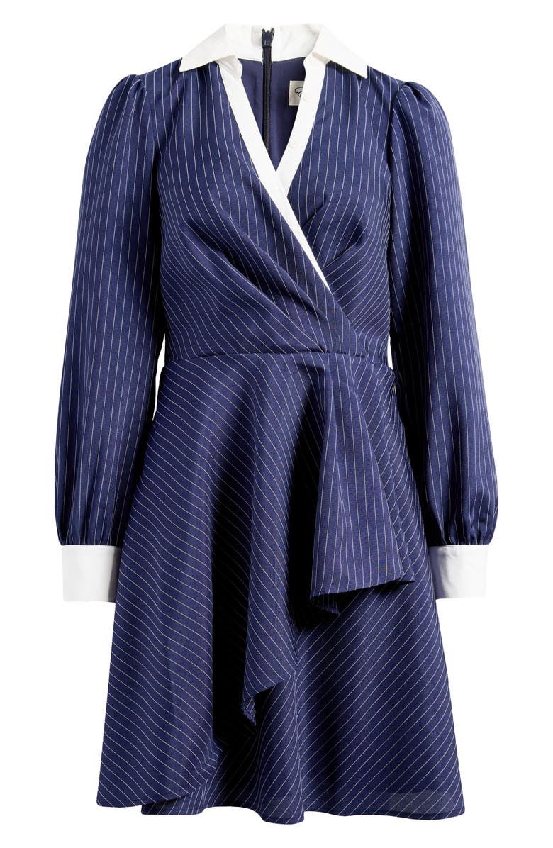 Eliza J Twist Surplice Shirtdress, Alternate, color, Navy Ivory