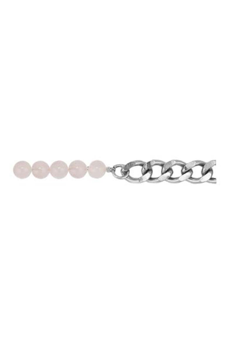 Rose Quartz & Cuban Chain Bracelet, Alternate, color, SILVER
