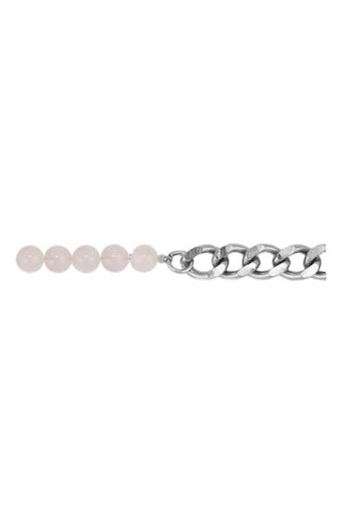 Rebl Rose Quartz & Cuban Chain Bracelet