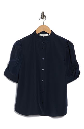 Frame The Frankie Puff Sleeve Shirt In Blue