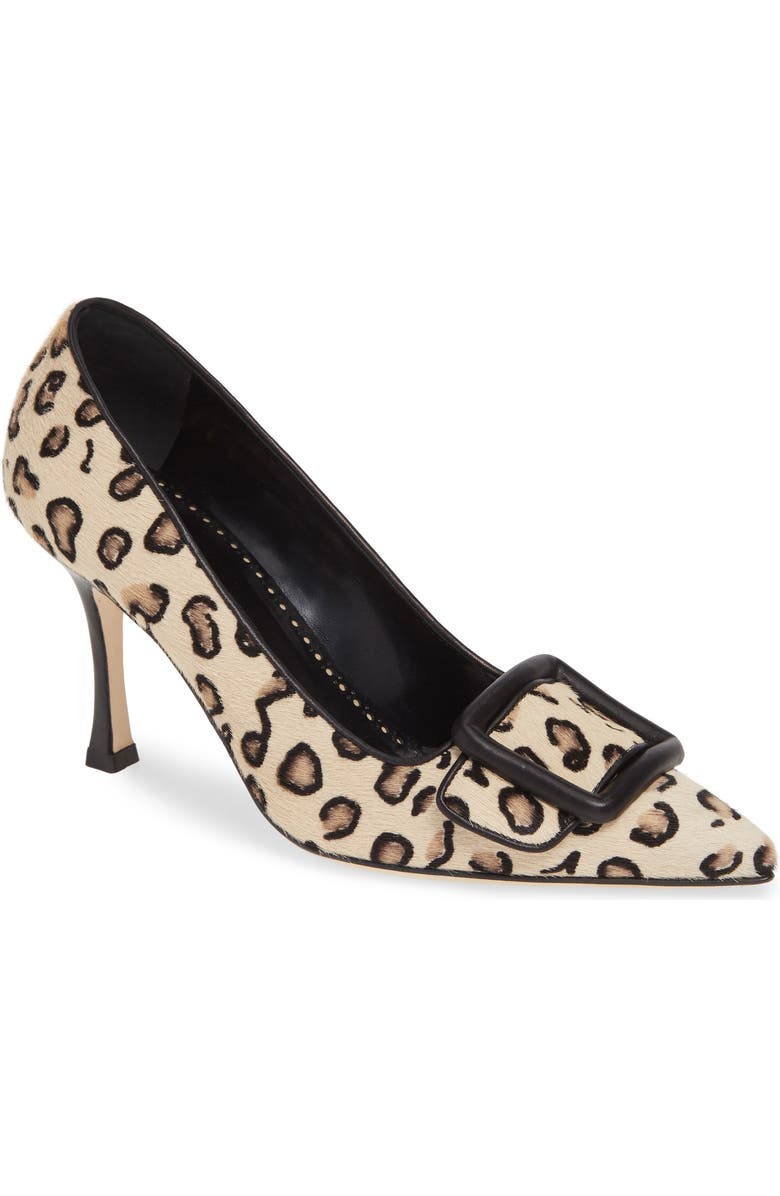 Manolo Blahnik Maysale Leopard Print Genuine Calf Hair Pump, Main, color,