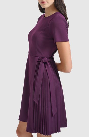 Side Tie Pleated A-Line Dress