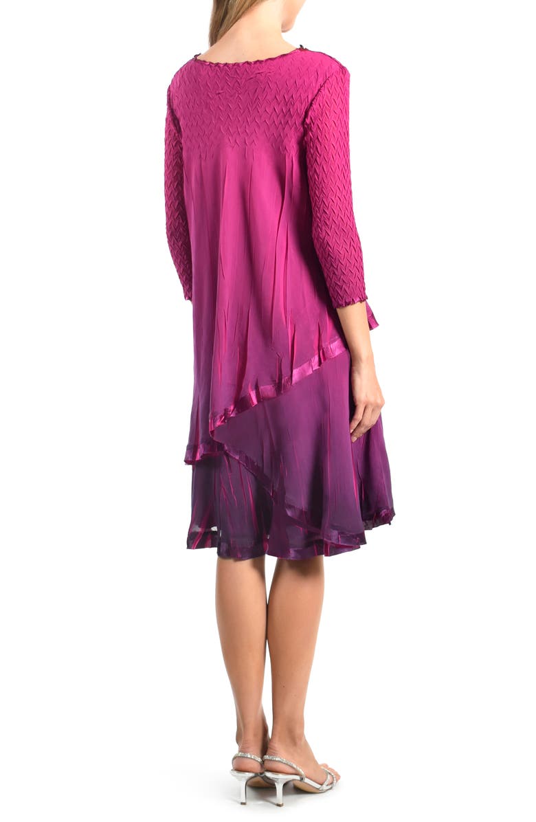 Komarov Beaded Neck Chiffon & Charmeuse Cocktail Dress, Alternate, color, 