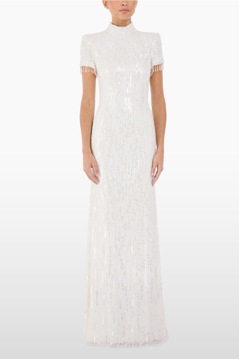 Madeleine Sequin Beaded Dress, Alternate, color, Ivory