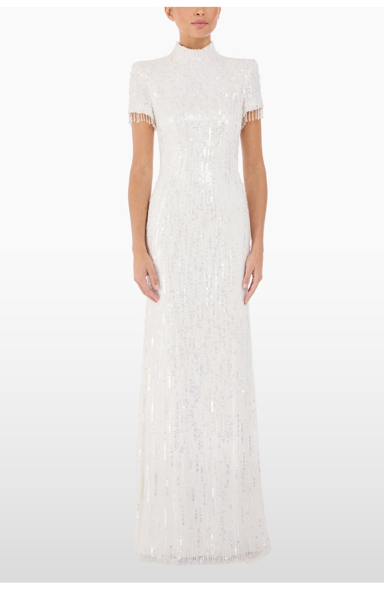 Jenny Packham Madeleine Sequin Beaded Dress, Alternate, color, Ivory