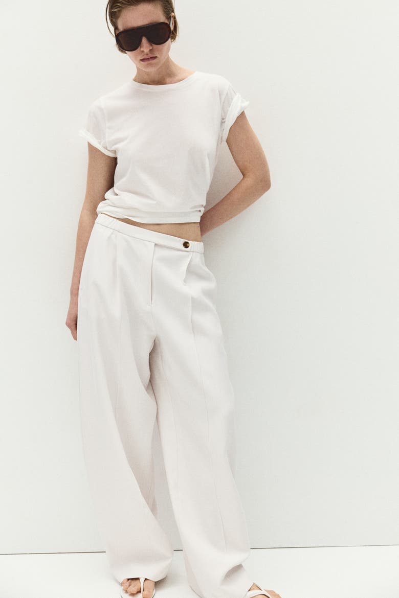 Crease-leg Barrel Trousers, Main, color, Cream
