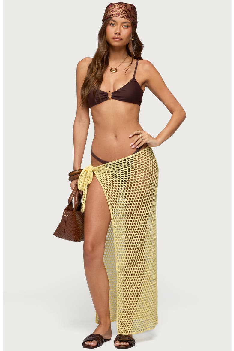 Avigail Crochet Cotton Maxi Sarong, Alternate, color, YELLOW