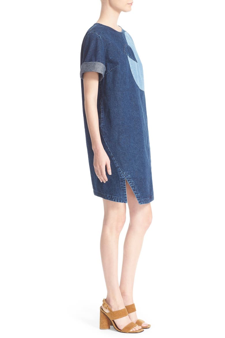 'Scribe' Denim Shift Dress, Alternate, color, INDIGO