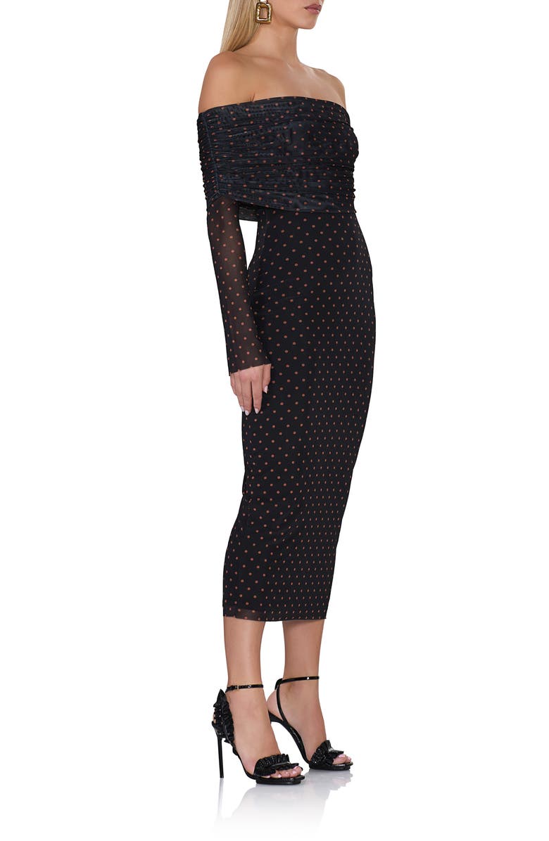AFRM Cornelia Off the Shoulder Long Sleeve Mesh Midi Dress, Alternate, color,
