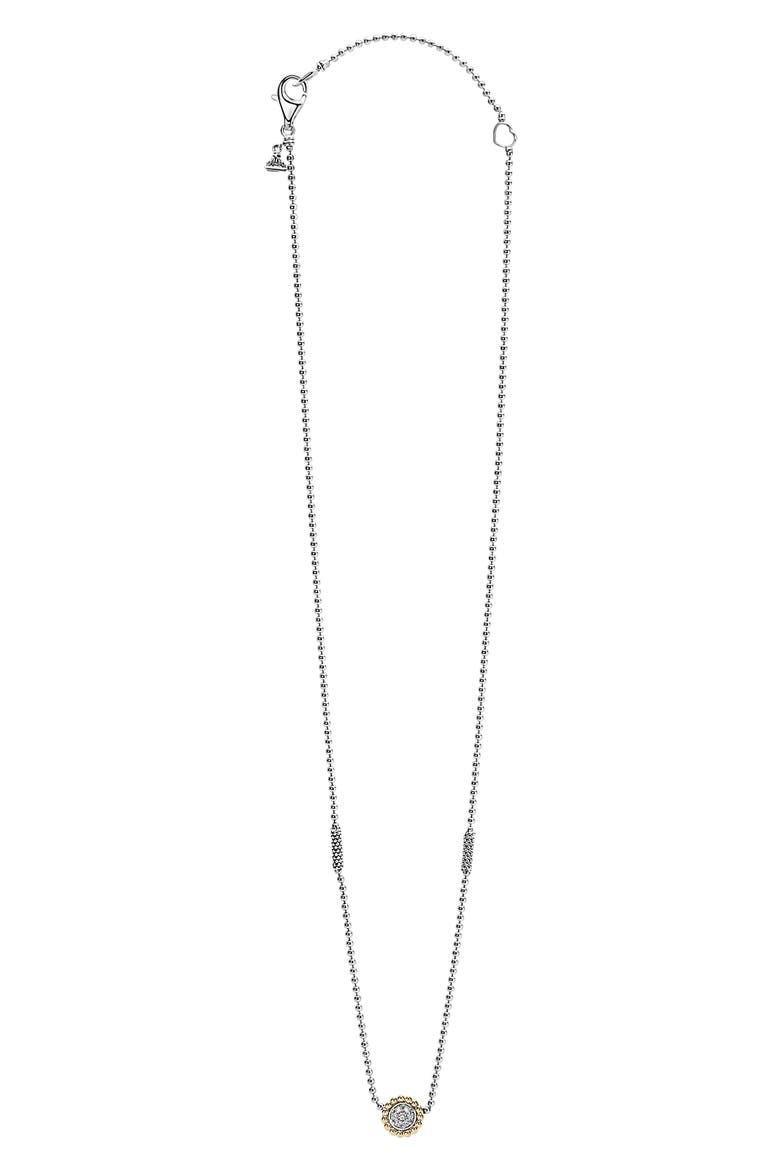 Two-Tone Diamond Circle Pendant Caviar Necklace, Alternate, color, SILVER/ GOLD