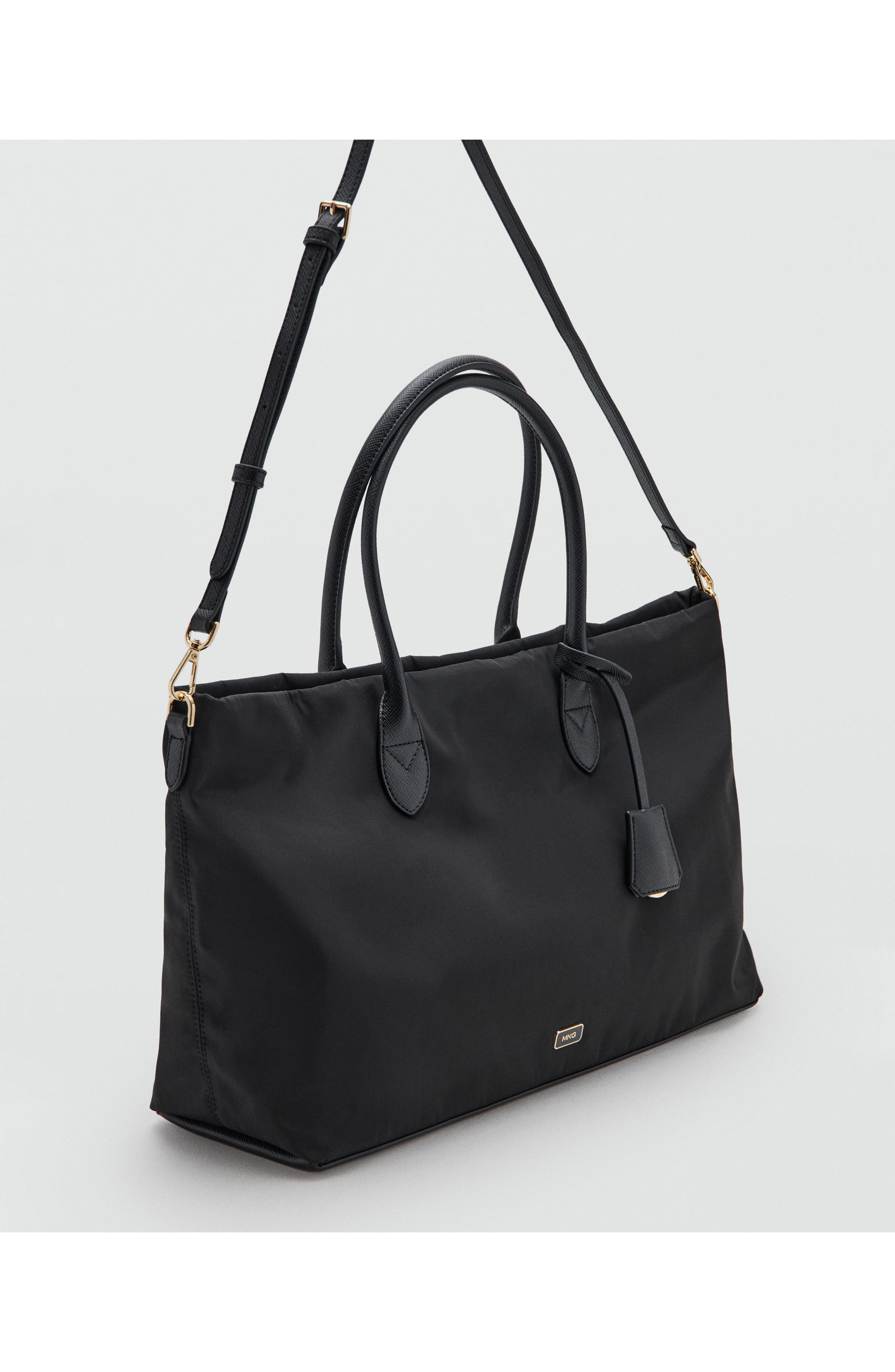 Double Handle Shopper Bag, Alternate, color, BLACK