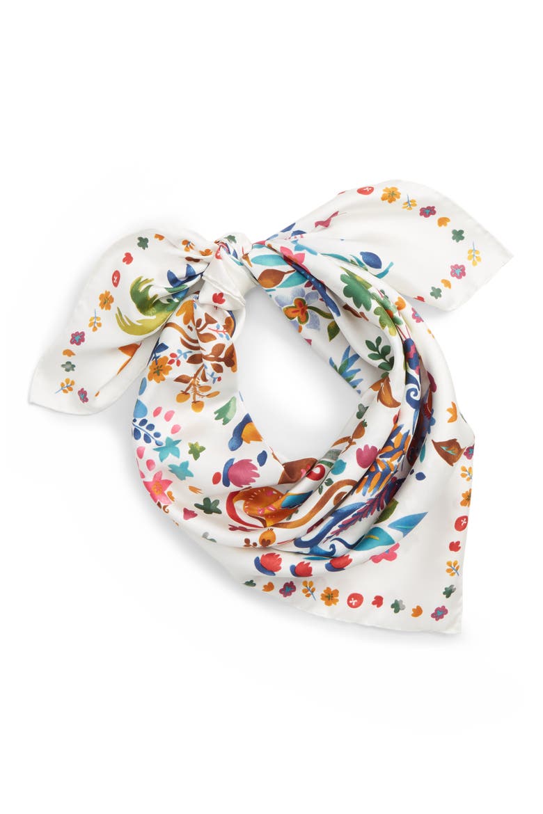 Salvatore Ferragamo Fortuna Foulard Silk Scarf, Alternate, color, IVORY