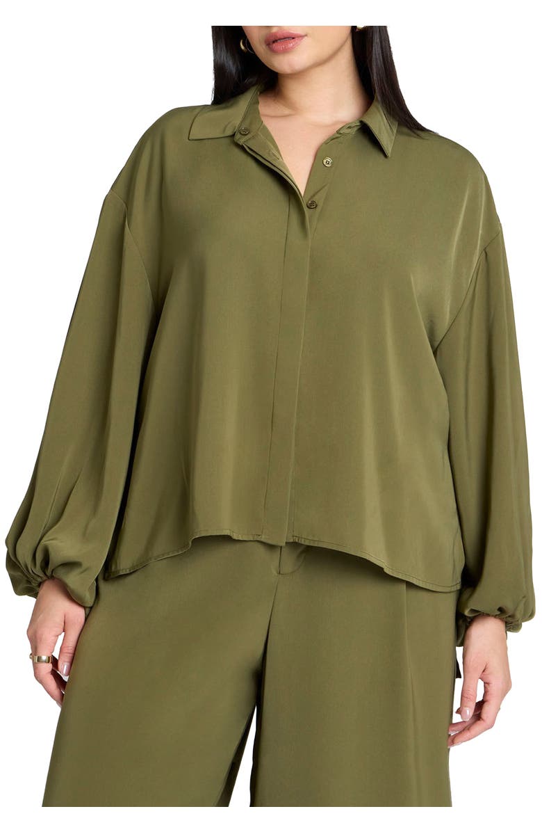 ELOQUII High Low Hem Tunic, Main, color, Bronze Green
