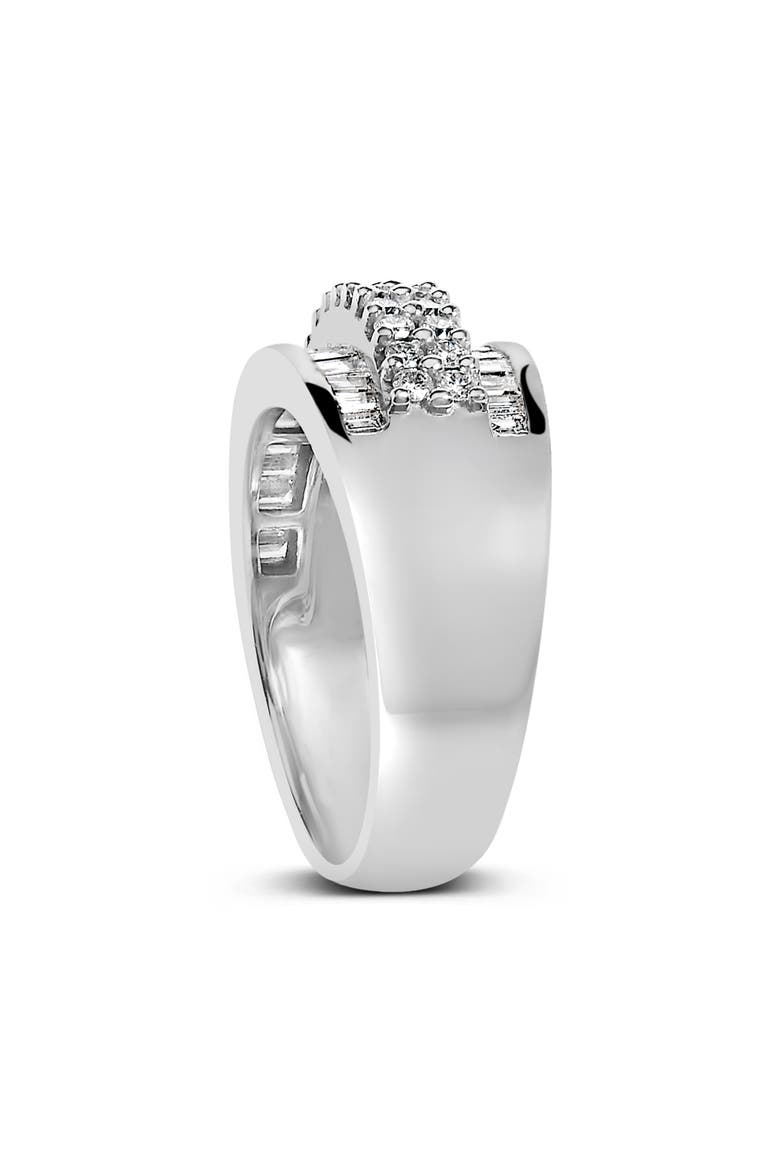 14K White Gold Round and Baguette 1 1/2 Cttw Diamond Ring, Alternate, color, White Gold