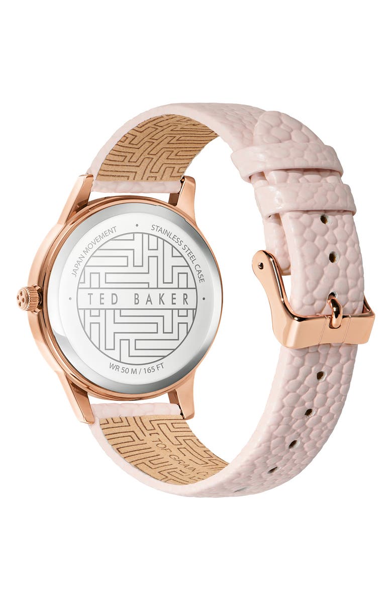 Ted Baker London Fitzrovia Charm Leather Strap Watch, 34mm, Alternate, color,